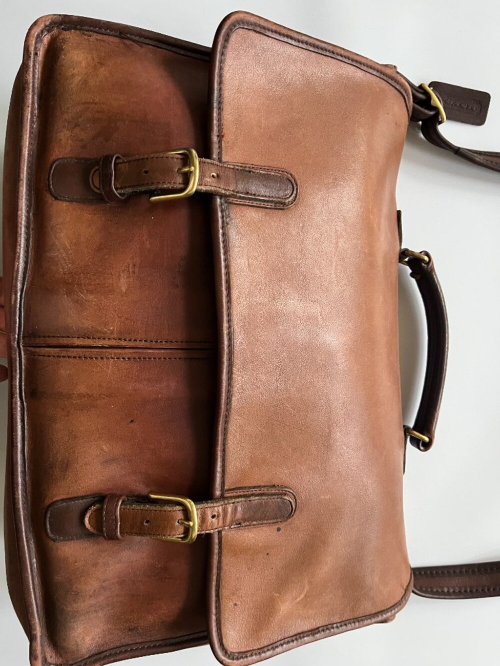 Coach Leather Crossbody Double Buckle Brown Breifcase / Laptop Bag - Picture 5 of 6